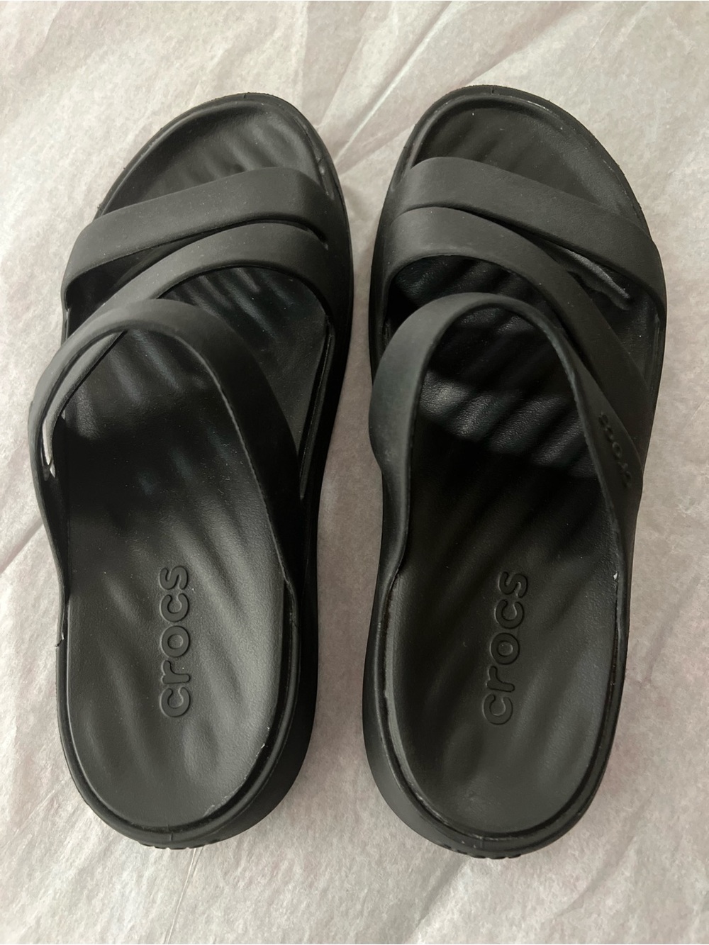 CROCS Women's Getaway Strappy Black Slide Sandals